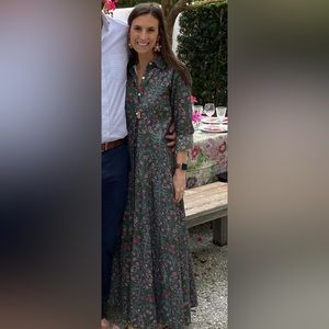 Livro Floral Block Print Maxi Dress in Bubblegum Vines